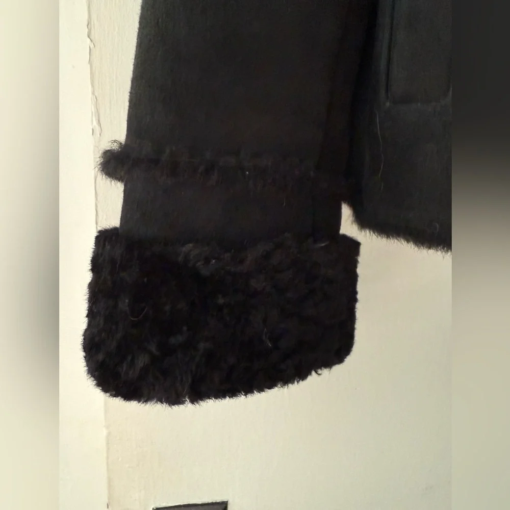 Bushwacker Genuine Suede Leather Sheepskin Lined Black Jacket Women’s Medium